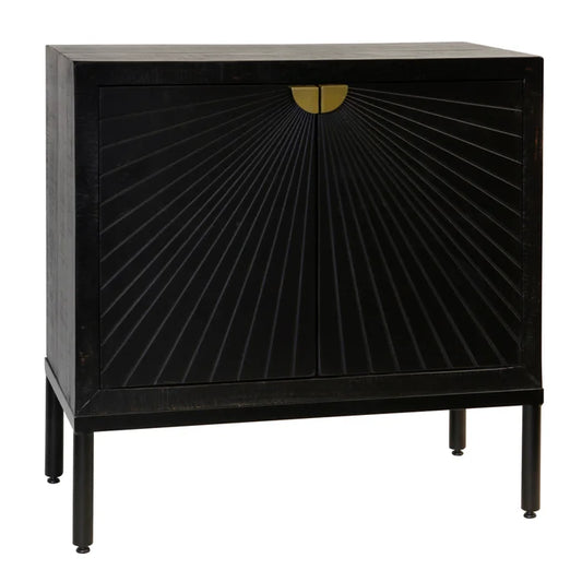 Ebony and Gold Solid Wood 2 Door Sunshine Console