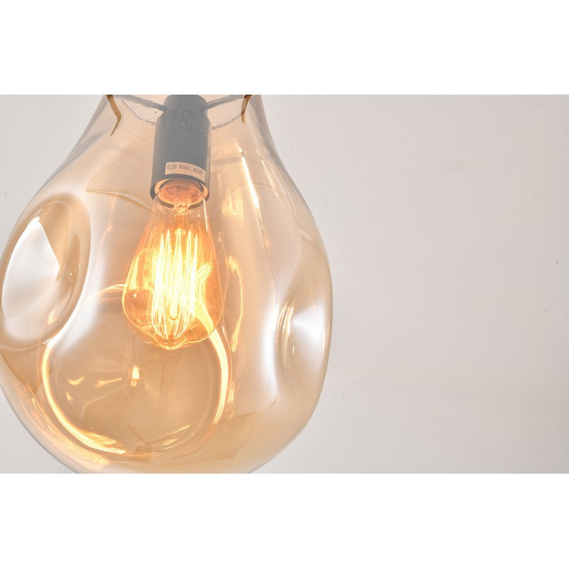 Dented Amber Jar Glass Pendant Light