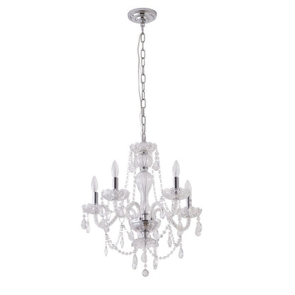 Clear Crystal Chandelier with Glass Arms & Chrome Hardware