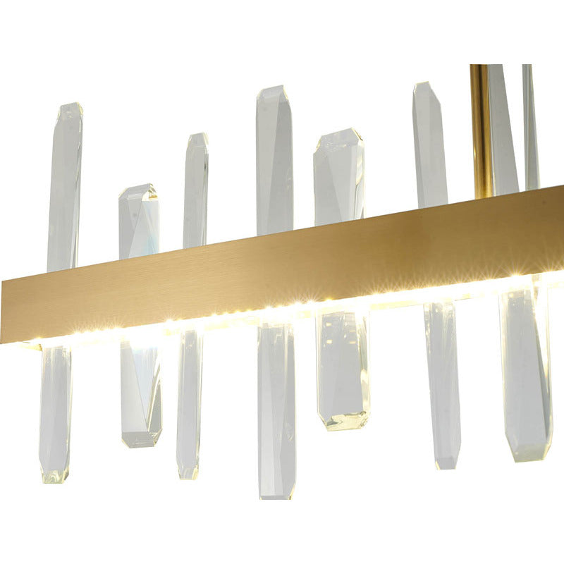 Gold Linear LED Chandelier with Clear Crystal