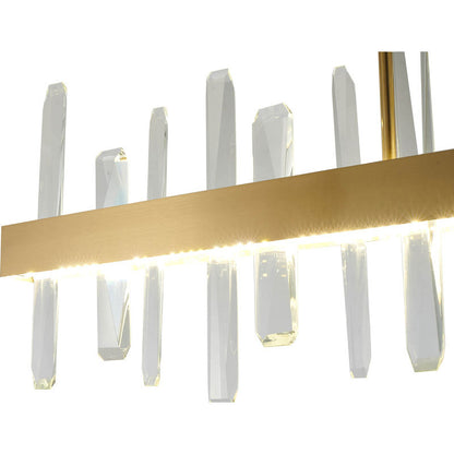Gold Linear LED Chandelier with Clear Crystal