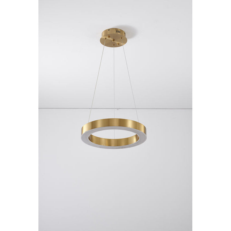 1-Light Gold LED Chandelier with Acrylic Bottom Lens
