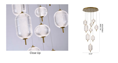 Flushed Brass Dimmable LED Chandelier