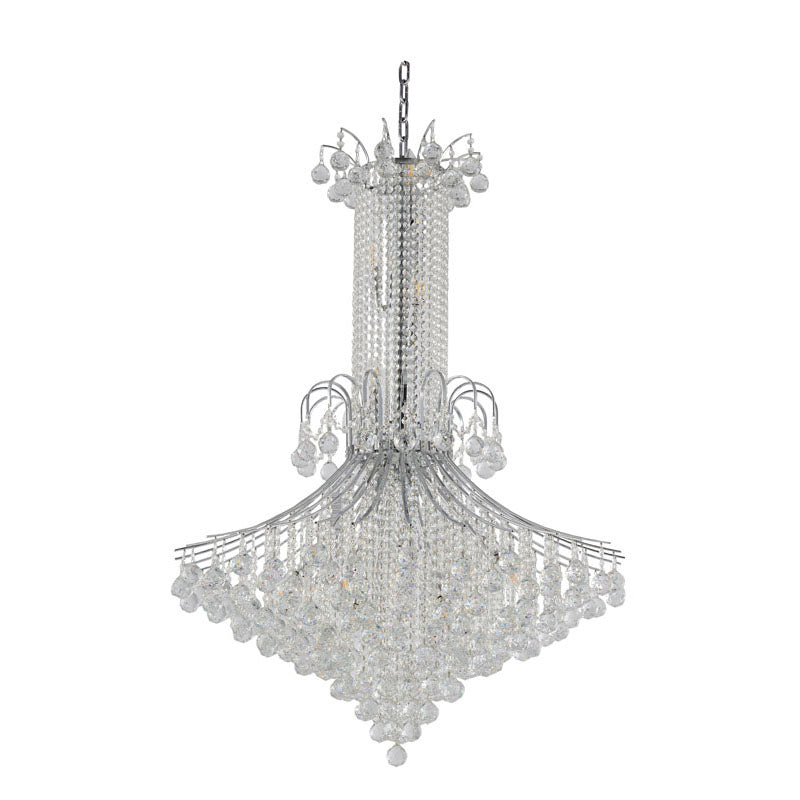 Chrome Waterfall Chandelier With Clear Hanging Crystals