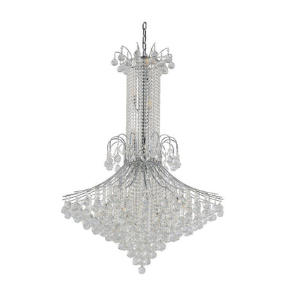 Chrome Waterfall Chandelier With Clear Hanging Crystals