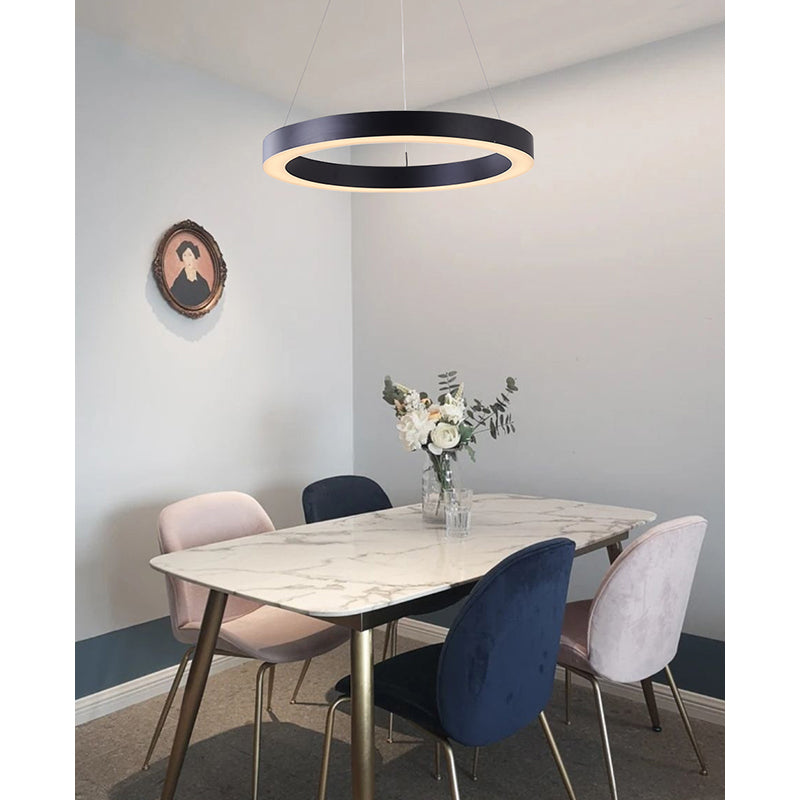 Halo Ring Led Chandelier With A White Acrylic Diffuser