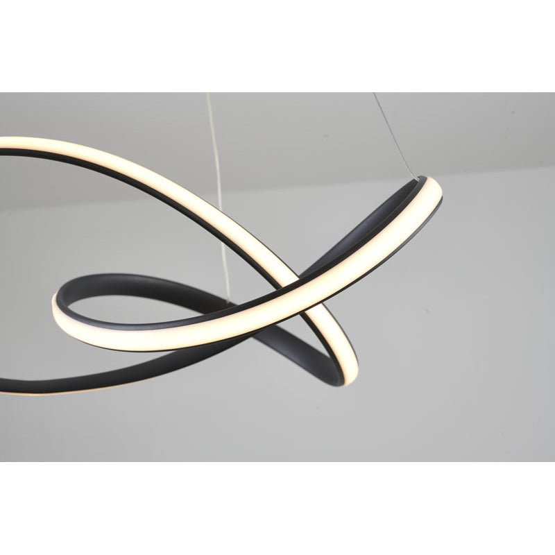 Black LED Chandelier – Modern Aluminum Ring Pendant Light