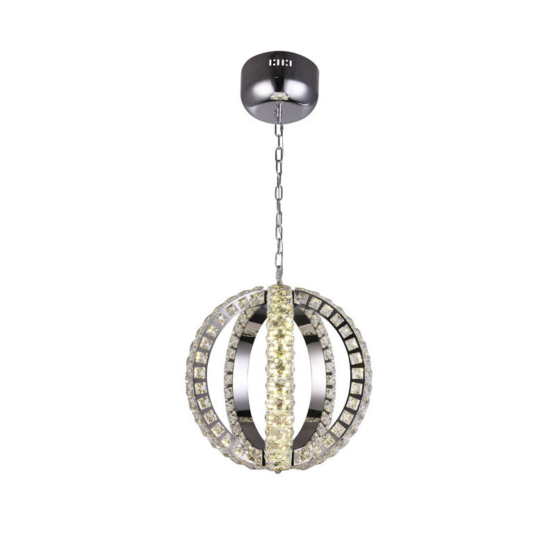 Chrome LED Chandelier with Crystal Detailing – 16"