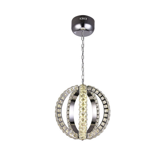 Chrome LED Chandelier with Crystal Detailing – 16"