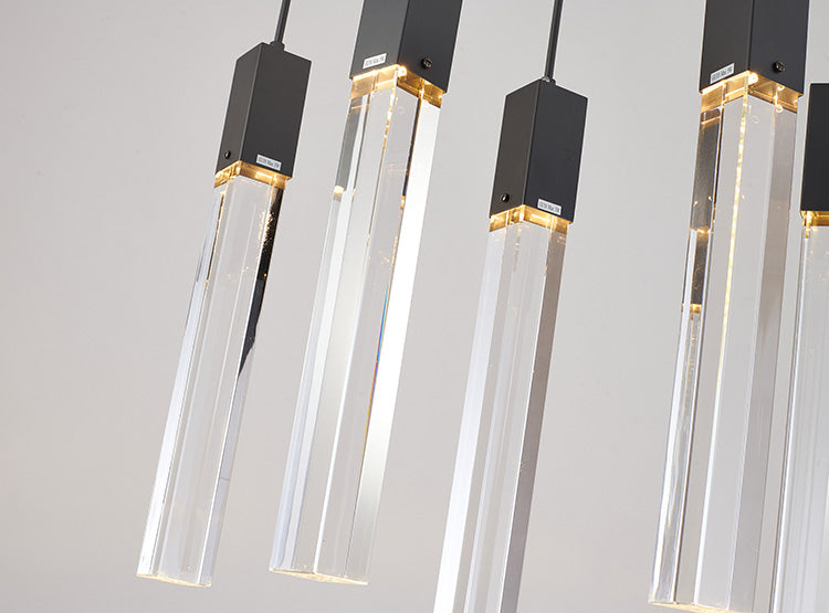 Black Gun Metal Flushed Frame With Hanging Clear Block Crystal Pendants