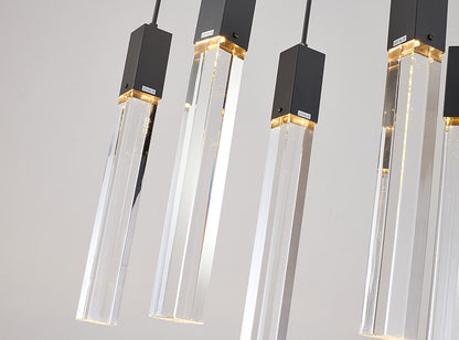 Black Gun Metal Flushed Frame With Hanging Clear Block Crystal Pendants