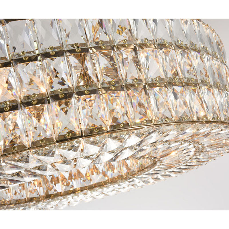 Triple Stacked Clear Crystal Halo Ring Chandelier