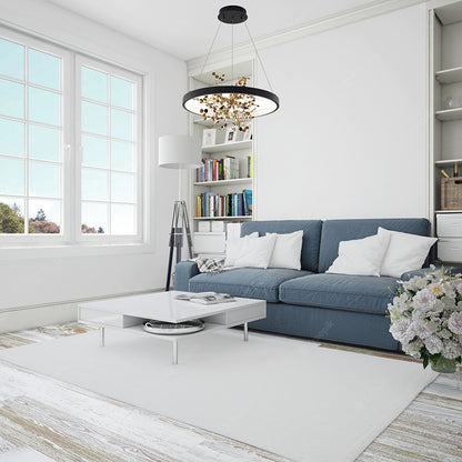 Sand Black LED Chandelier with Gold Confetti Interior – 24"