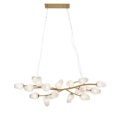 Gold Branch Frame Chandelier with White Glass Shades
