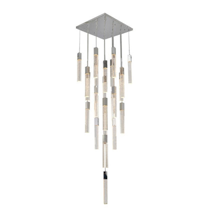 Flushed Matte Black Frame Chandelier with Hanging Clear Bubble Block Crystals