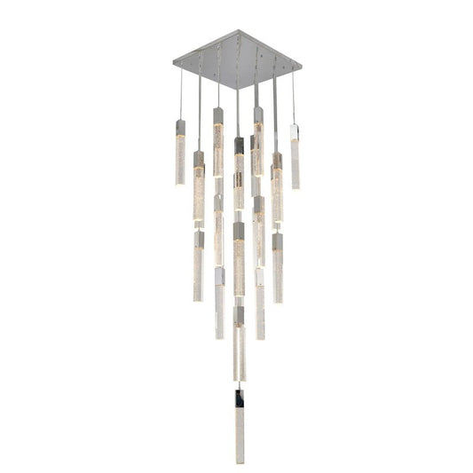 Flushed Matte Black Frame Chandelier with Hanging Clear Bubble Block Crystals