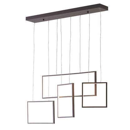 Coffee Brown Frame LED Chandelier With Hanging Box Pendants