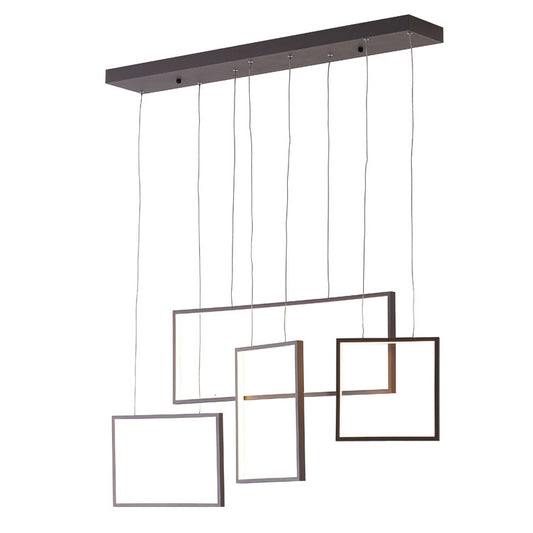 Coffee Brown Frame LED Chandelier With Hanging Box Pendants