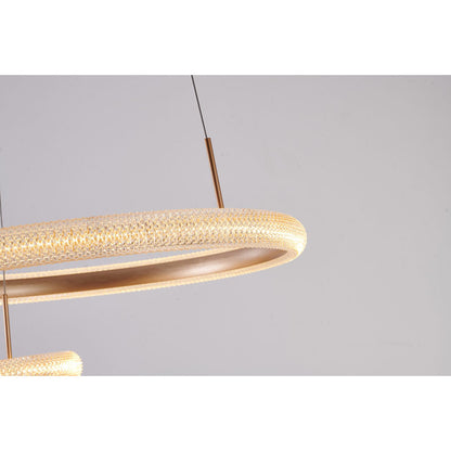 Gold Two Interlocked Ring LED Chandelier With A Clear Acrylic Diffuser