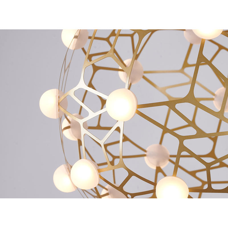 Gold Honeycomb ORB LED Chandelier With White Acrylic Diffusers