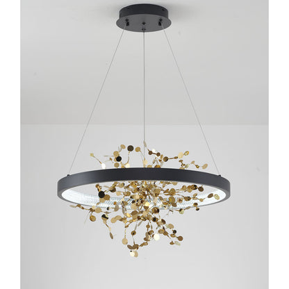 Sand Black LED Chandelier with Gold Confetti Interior – 24"