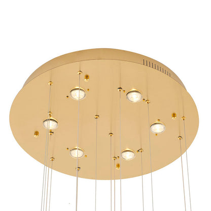 LED Chandelier With Oval Clear Crystal Hanging Pendants