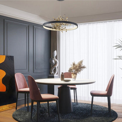 Sand Black & Gold LED Chandelier with Confetti Interior