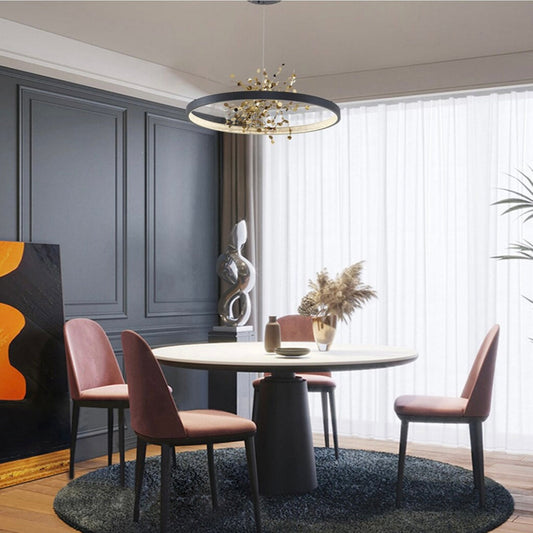 Sand Black & Gold LED Chandelier with Confetti Interior