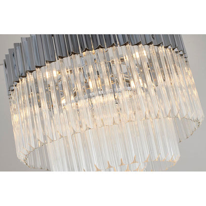 Round Chandelier With Clear Hanging Crystals