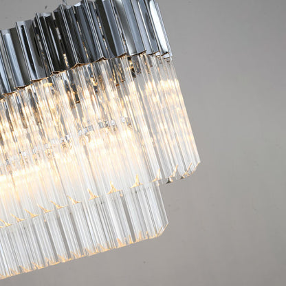 Oval Chandelier With Clear Hanging Crystals