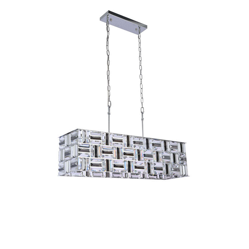 Rectangular Chandelier With Clear And Smoke Crystals