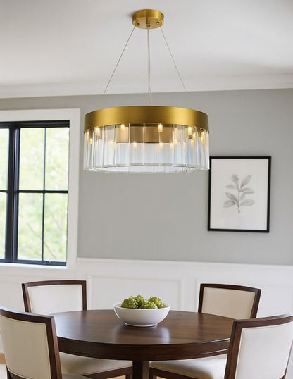 Round Chandelier With Clear Crystal Hanging Drops