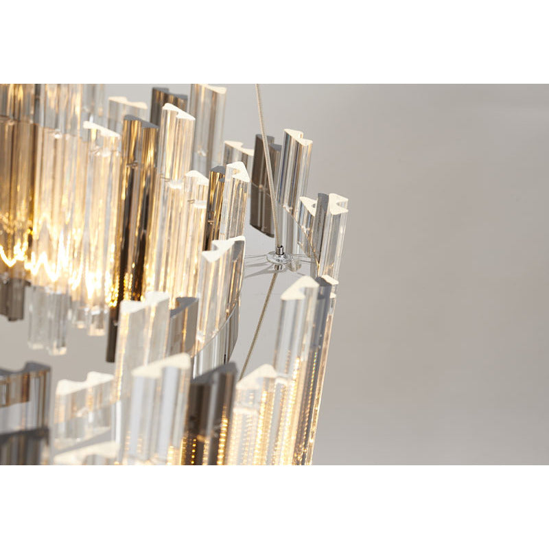 Round Clear & Smoke Glass LED Chandelier