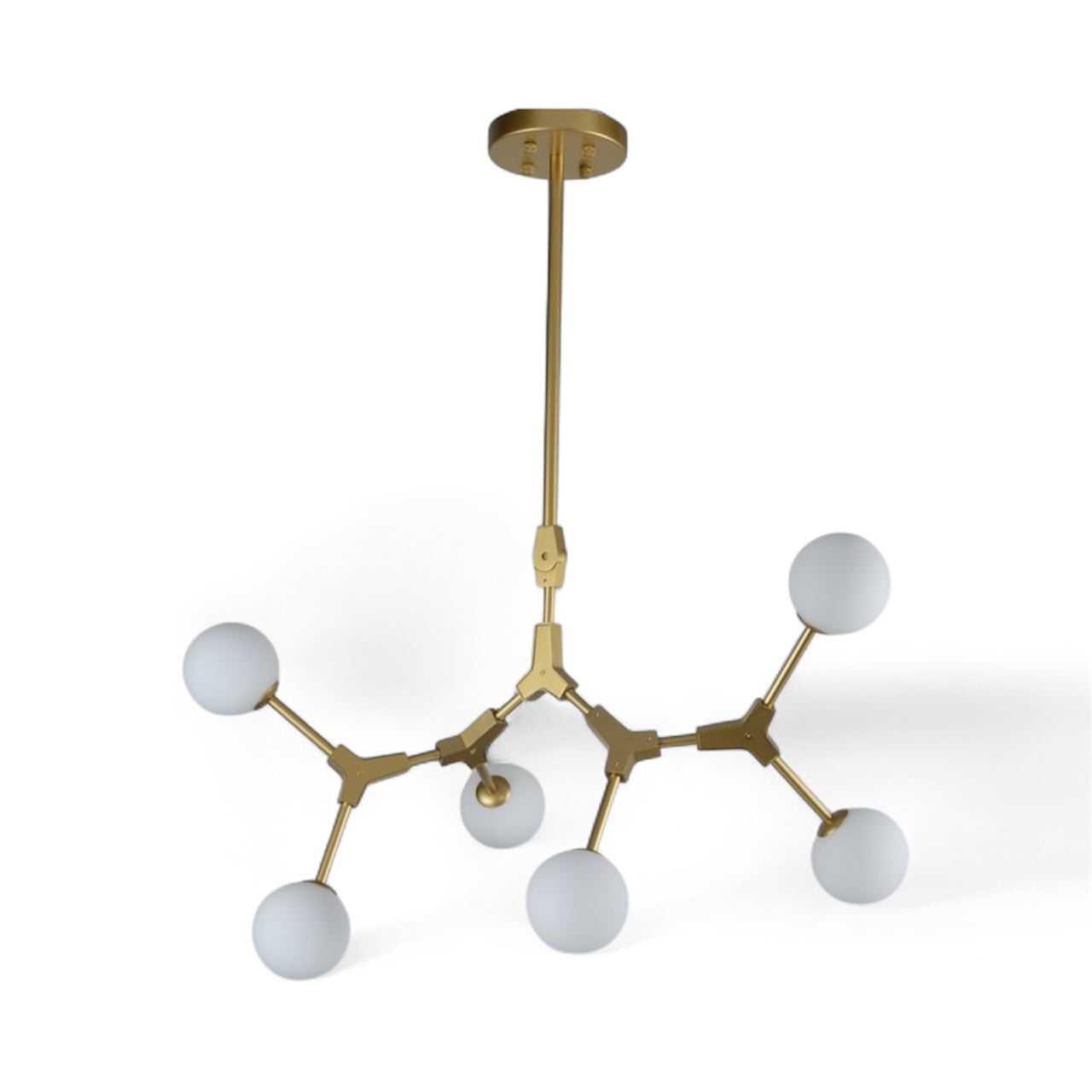 Gold Frame Ceiling Fixture with White Glass Shades