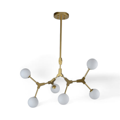 Gold Frame Ceiling Fixture with White Glass Shades