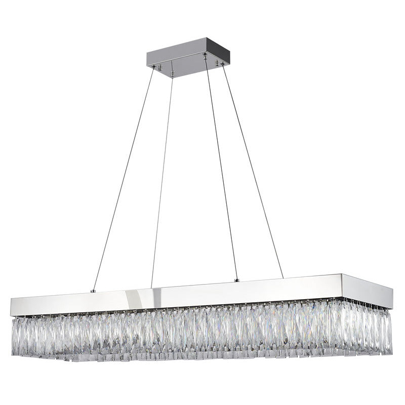 Chrome LED Chandelier with Hanging Crystals