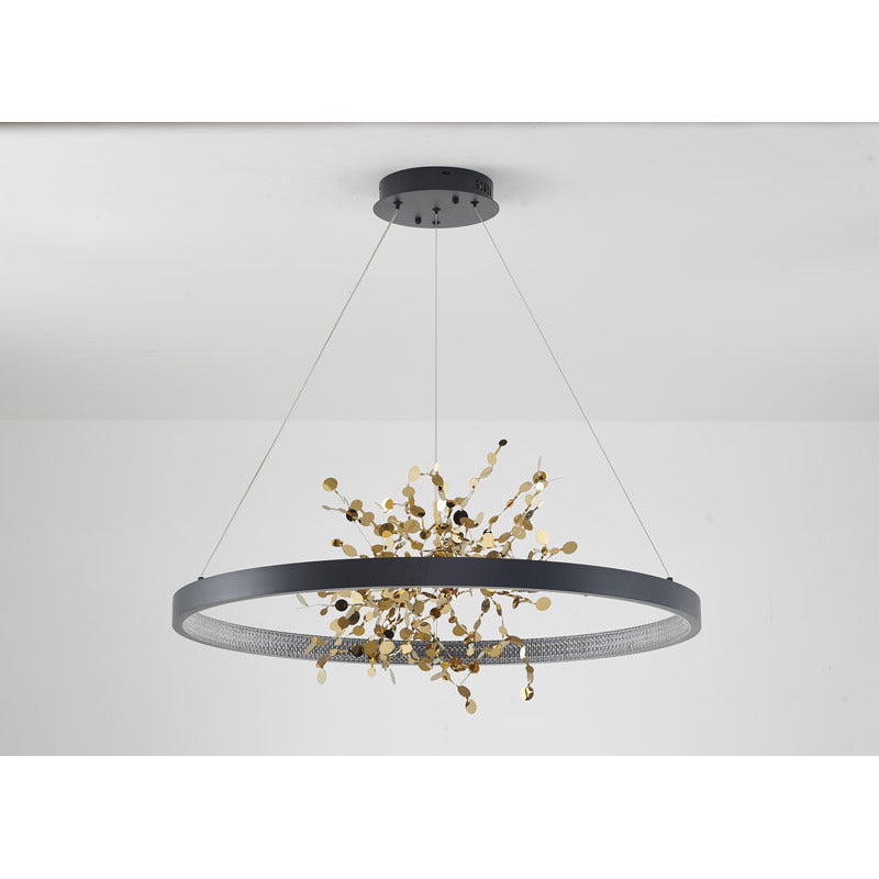 Ring LED Chandelier with Mirror Gold Sparkle