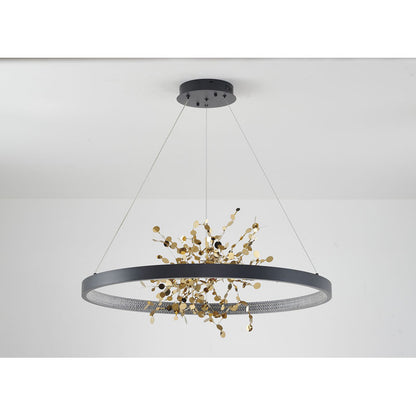 Ring LED Chandelier with Mirror Gold Sparkle