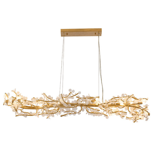 Gold Aluminum Chandelier With Clear Glass
