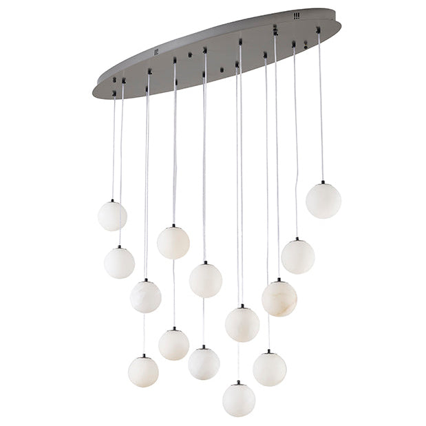 Black Chandelier With Alabaster Pendants