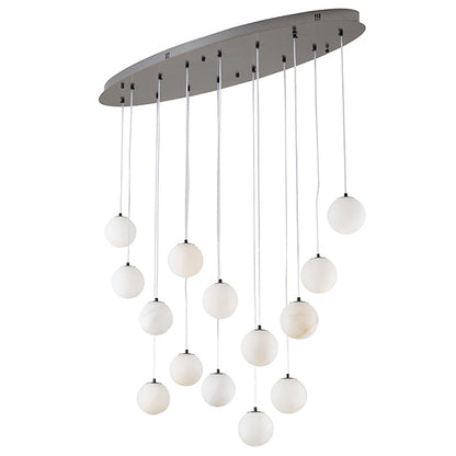 Black Chandelier With Alabaster Pendants