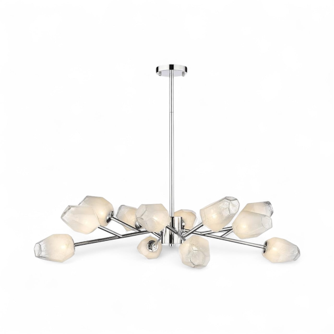 Gold Branch Chandelier with White Glass Shades