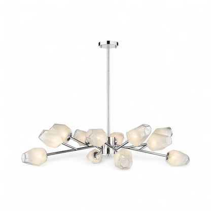 Gold Branch Chandelier with White Glass Shades