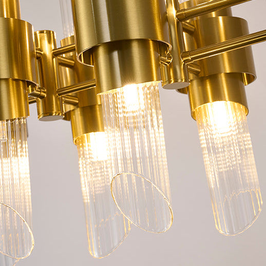 Satin Brass Chandelier With Clear Glass Shades