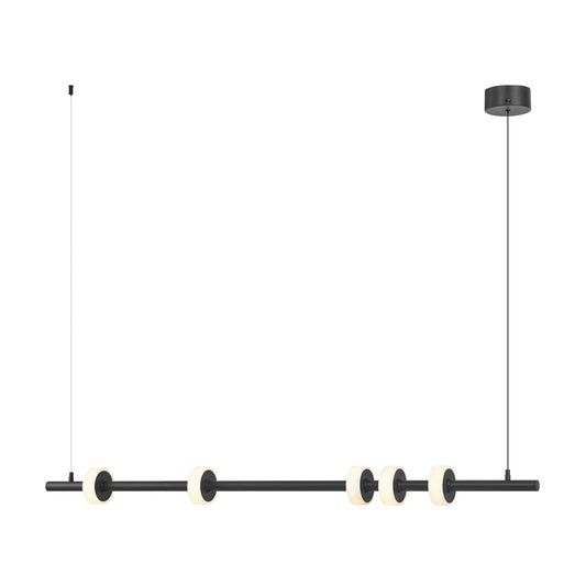 Aluminum And Spanish Alabaster Black Chandelier