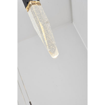 Chrome Frame Chandelier with Hanging Bubble Iceberg Crystal Pendants