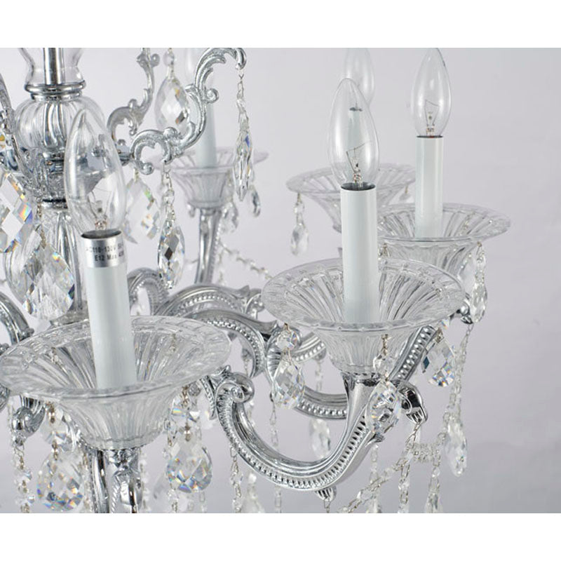 Chrome Chandelier With CLEAR Hanging Crystals
