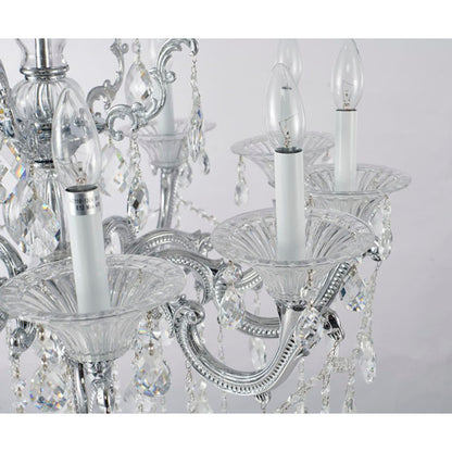 Chrome Chandelier With CLEAR Hanging Crystals