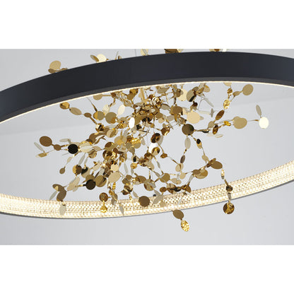 Ring LED Chandelier with Mirror Gold Sparkle