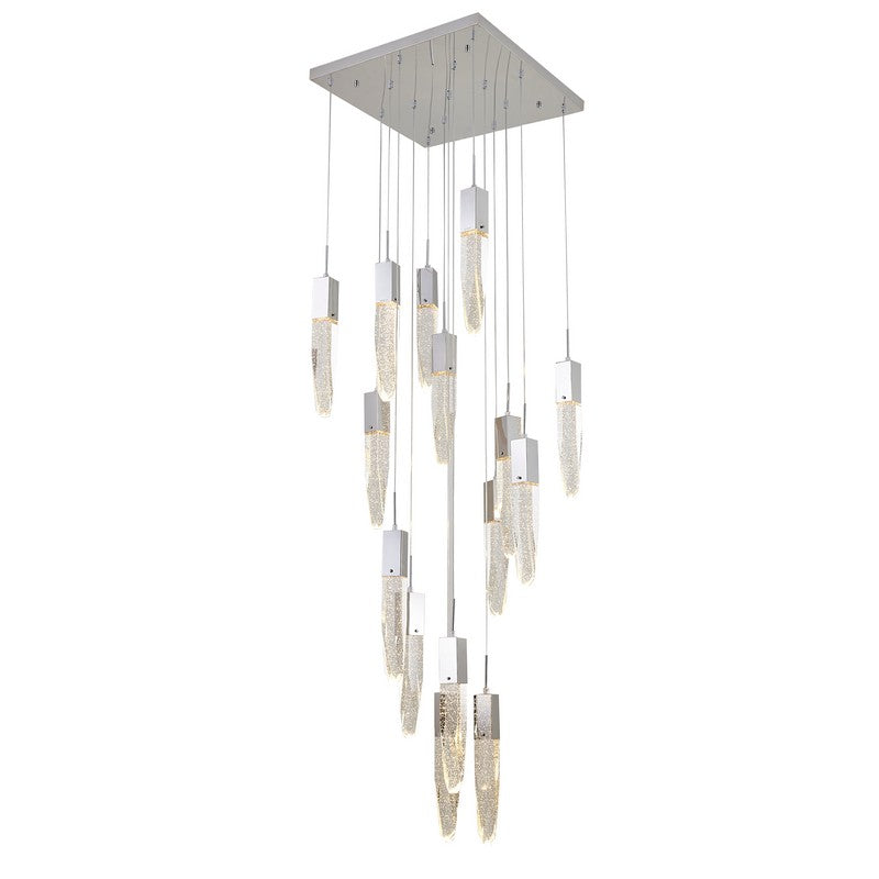 Chrome Frame Chandelier with Hanging Bubble Iceberg Crystal Pendants